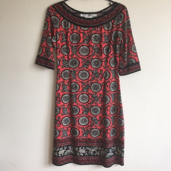 Max Studio Dresses & Skirts - Max Studio Black & Coral Printed Dress